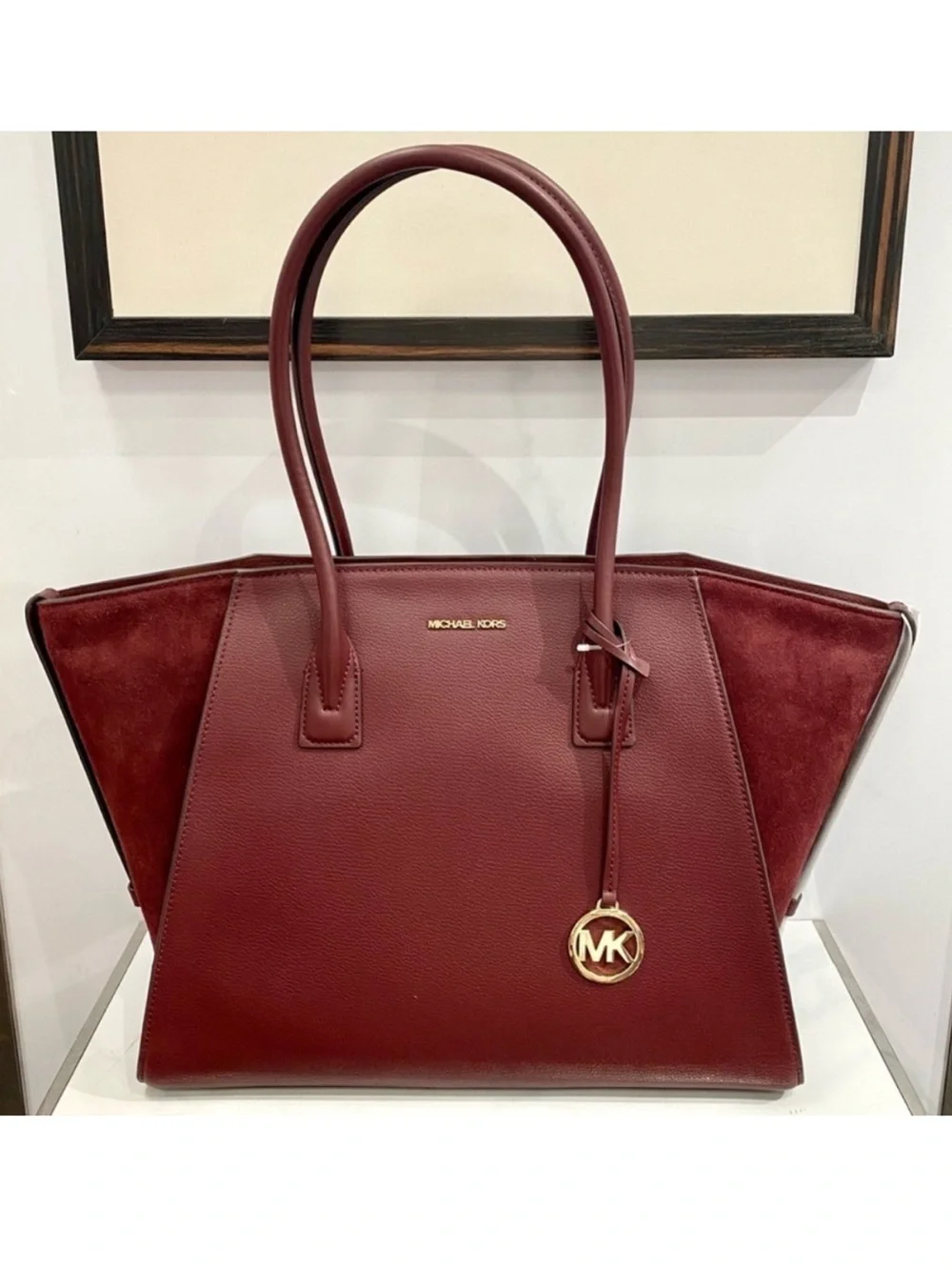 Michael Kors Avril Extra-Large Leather Top-Zip Tote Bag In Oxblood NWT